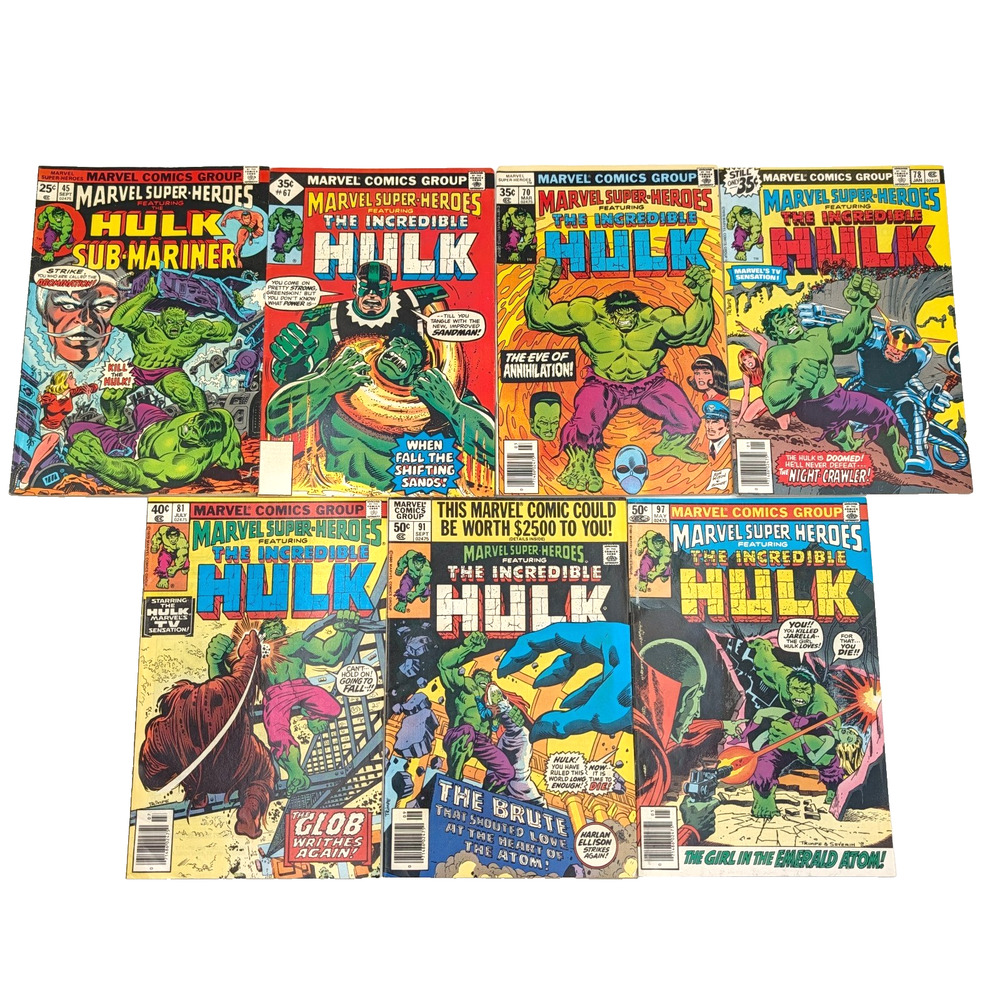 Marvel Super-Heroes Featuring The Incredible Hulk Lot 7 Books 45 67 70 78 81 91